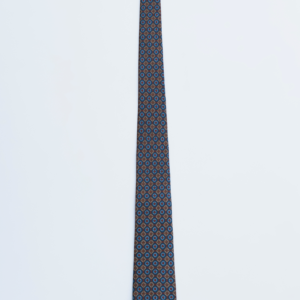 Silk Tie in Blue & Shades of Red