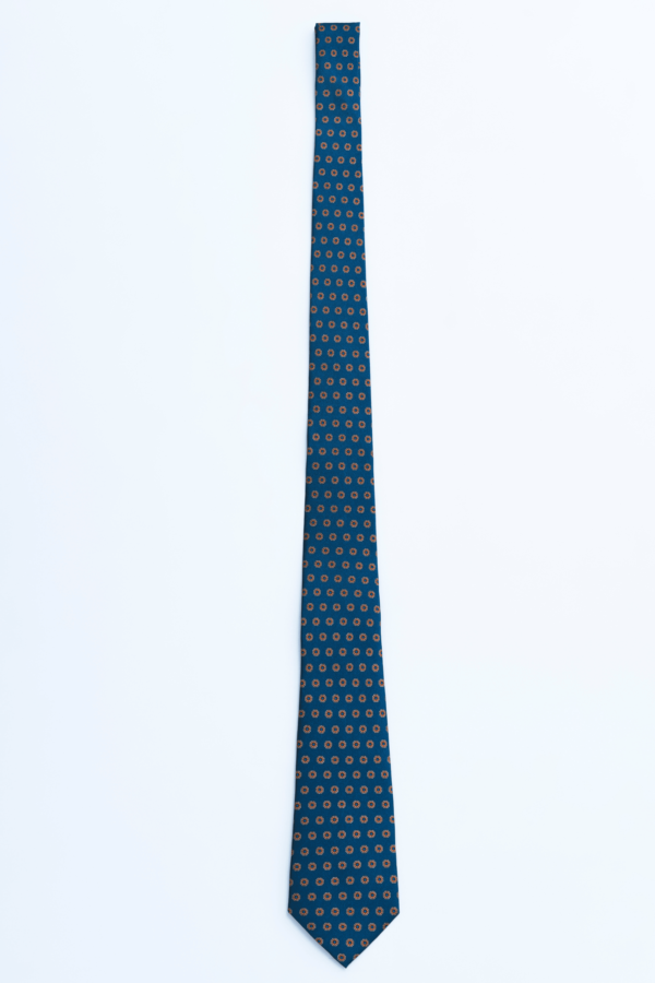 Silk Tie in Shades of Blue & Orange