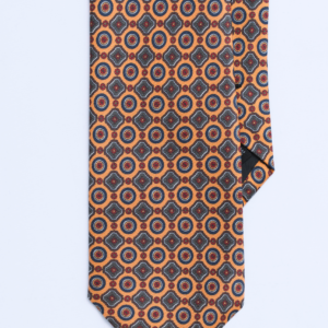 Silk Tie in Grey & Orange