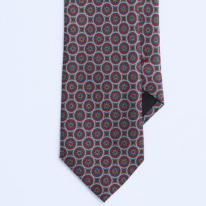 100% Silk Tie in Shades of Red & Gray