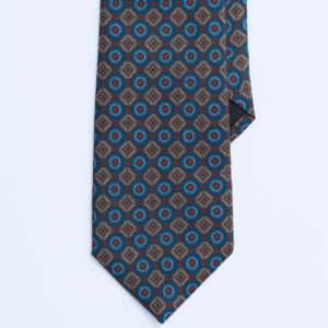 Silk Tie in Blue & Shades of Red
