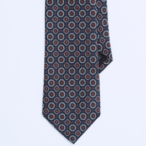 Silk Tie in Dark Blue, Red & White