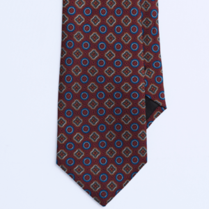 Silk Tie in Shades of Red & Blue