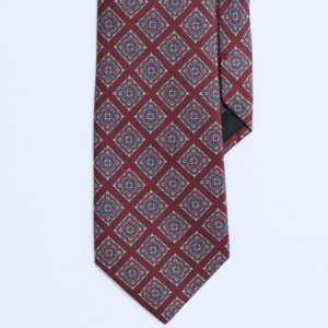 100% Silk Tie - Shades of Red & Light Blue